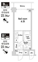 プライムアーバン田園調布南 1Kの間取図画像