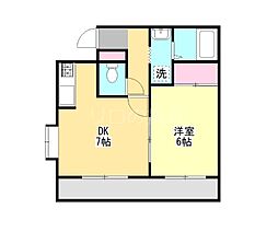 ガーデンマツイ 1DKの間取図画像