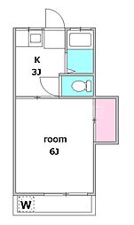 坂口パルテノン 1Kの間取図画像