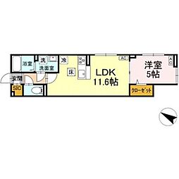 セレスティア大森東 1LDKの間取図画像