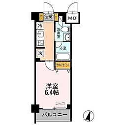 カスタリア武蔵小杉 1Kの間取図画像
