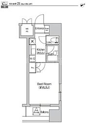 プライムアーバン大崎 1Kの間取図画像
