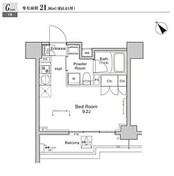 プラウドフラット戸越公園 ワンルームの間取図画像