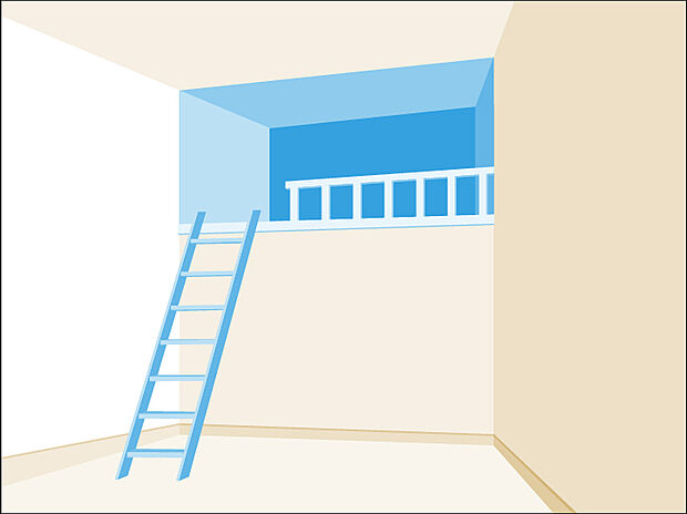 ロフト　収納スペースとしてはもちろん、寝室など多様に利用できるロフト。居室との一体感を保ちつつも独立した空間は隠れ家的な要素もあり、趣味のスペースや書斎としてもご活用いただけます。