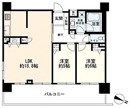 クリオ川崎鋼管通 2LDKの間取図画像