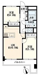 鶴見パークハイツ 2LDKの間取図画像