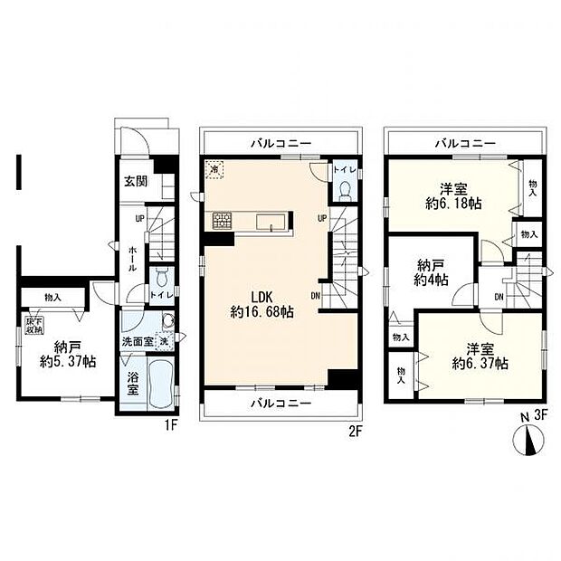 間取図 B号棟 2LDK+2S