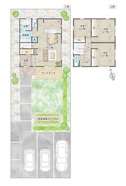 建物プラン例（区画A）建物価格2330万円、建物面積92.74m2