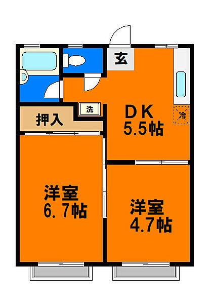 コーポビバルディー 203｜千葉県千葉市中央区矢作町(賃貸アパート2DK・2階・37.26㎡)の写真 その3