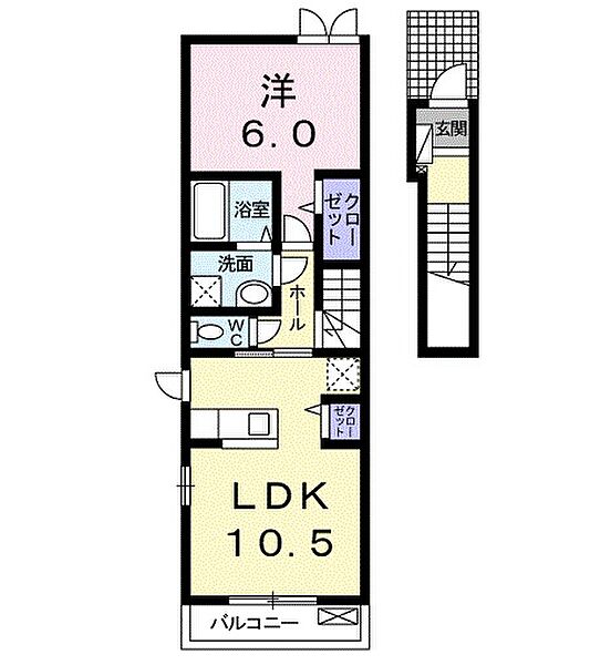 クイーンズ・ガーデンII　Ａ 206｜佐賀県唐津市和多田大土井(賃貸アパート1LDK・2階・45.07㎡)の写真 その2