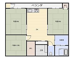 生駒コーポ 1階3DKの間取り