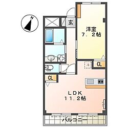 宝悠ハイム 1階1LDKの間取り