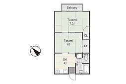 Sコーポ 1階2DKの間取り