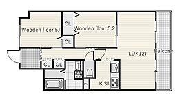 スカイタワーマンション 2階2LDKの間取り