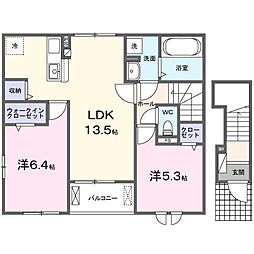 プロフーモ 2階2LDKの間取り