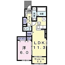 かがみ　ＣＶＯ　夏 1階1LDKの間取り