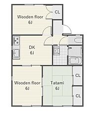 アヴァンセ吉田B 1階3DKの間取り