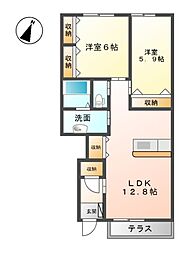 マインヒルズ伍番館 2LDKの間取図画像