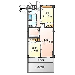パールハイツK 2LDKの間取図画像