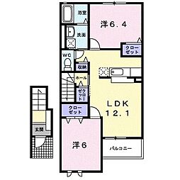 トゥーザ・ムーンB 2LDKの間取図画像