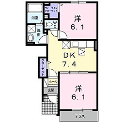 ハイフィールド 2DKの間取図画像