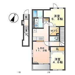 URBANSQUARE 2LDKの間取図画像