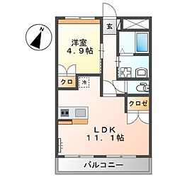 マインヒルズ参番館 1LDKの間取図画像