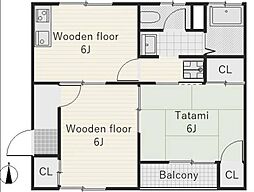 サンハイツ宮本 2DKの間取図画像