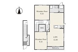 アメニティーメゾン1 2LDKの間取図画像