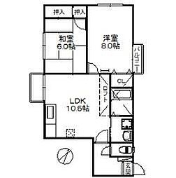 ポラリス山下町 2LDKの間取図画像