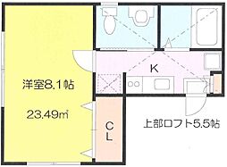 カーサビアンカ 1Kの間取図画像
