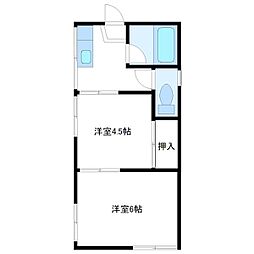 石清ハウスA 2Kの間取図画像