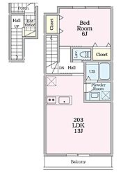 練馬区北町2丁目アパート 1LDKの間取図画像