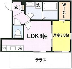 JR南武線 向河原駅 徒歩3分の賃貸アパート 1階1LDKの間取り