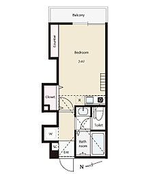 Felis市川南 2階ワンルームの間取り