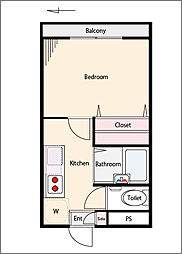 さくらハイツ 1階1Kの間取り