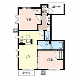 カサベルデ 2LDKの間取図画像