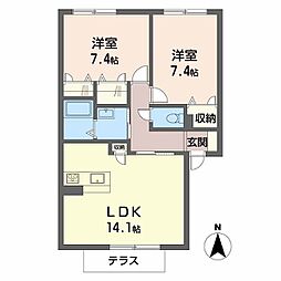 シャーメゾン東花園 2LDKの間取図画像