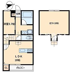 JR日豊本線 帖佐駅 徒歩27分の賃貸アパート 2階2LDKの間取り