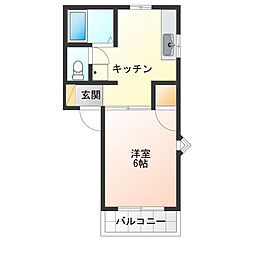 ヴィラフィオーレ 1DKの間取図画像