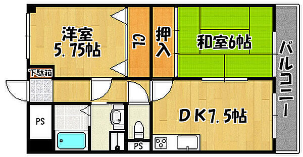 兵庫県明石市大観町(賃貸マンション2DK・4階・48.85㎡)の写真 その2