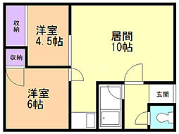 ハイツ石岡 2LDKの間取図画像