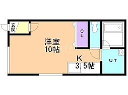 トシコート八軒 1Kの間取図画像