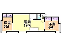 メゾンジュール 2LDKの間取図画像