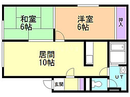 しらかばハイツ 2LDKの間取図画像