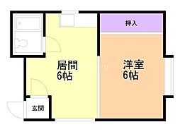 パークハイツ手稲 1DKの間取図画像
