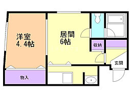 ブランノワール西町南 4階1DKの間取り