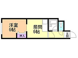 エンブレム発寒2-A 1DKの間取図画像