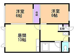 ことぶきマンションB 2LDKの間取図画像
