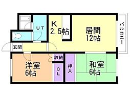 ニューライフサッポロC 2LDKの間取図画像